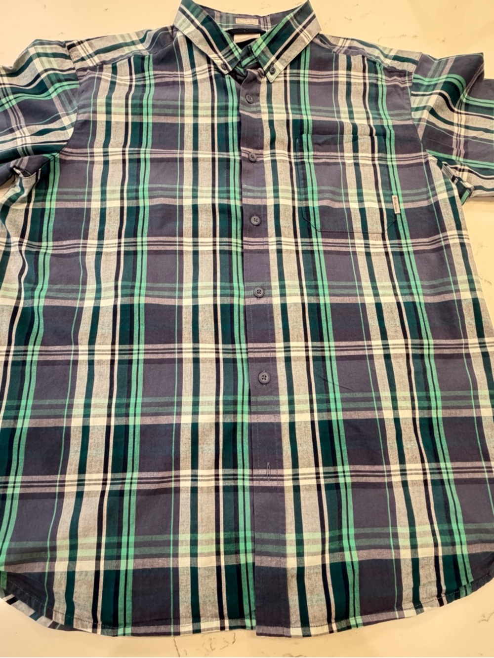 Columbia Plaid Short-Sleeve Button-Down Shirt XL